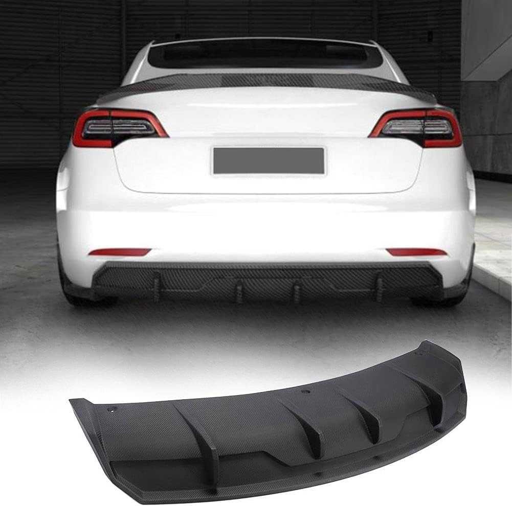 Carbon Fiber Rear Bumper Diffuser Fits for Tesla Model 3 Sedan 2017-2023 Lower Bumper Lip Spoiler Body Kit Matte Black Factory Outlet