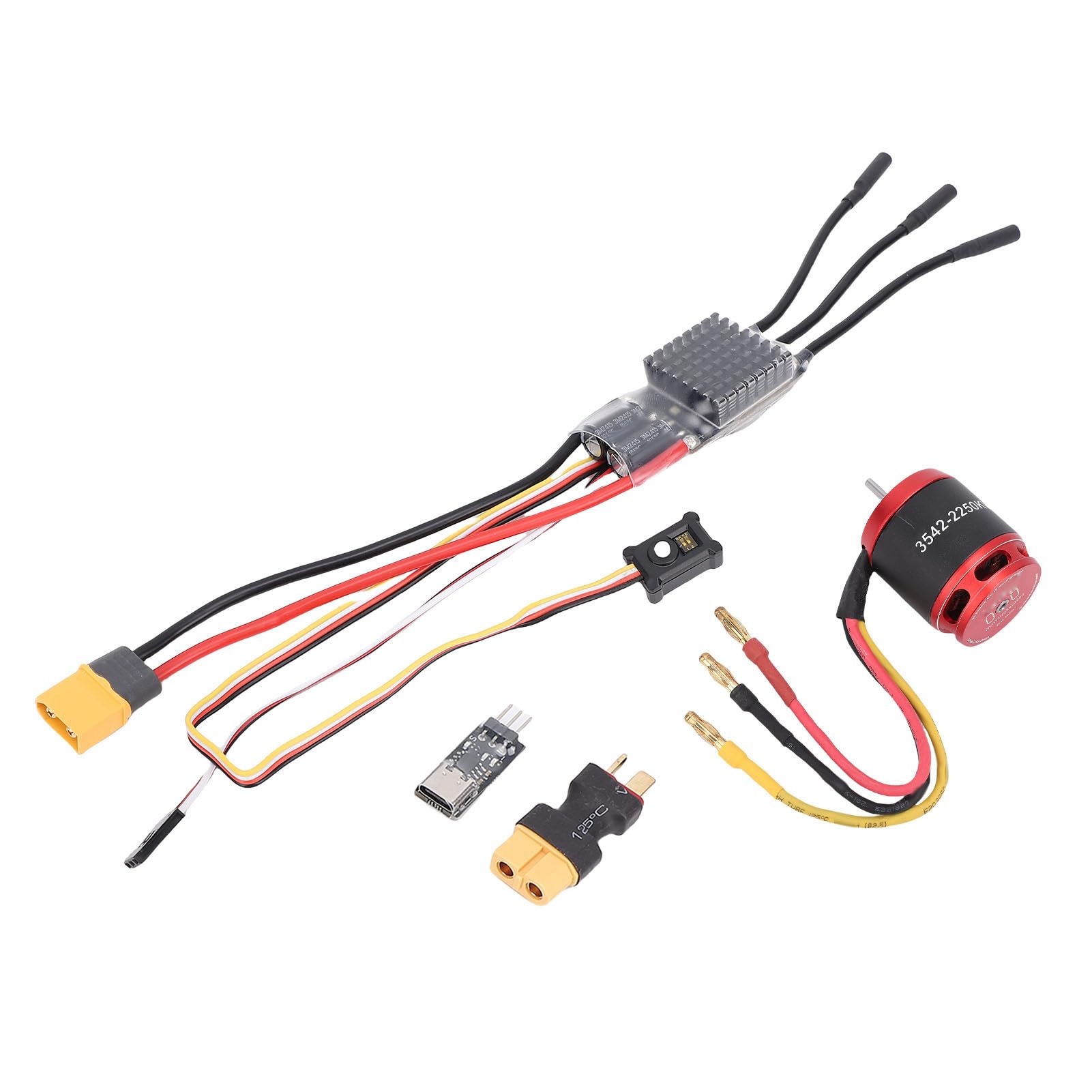 Pongnas RC-Brushless-Antriebsstrang-Kombination für Axial SCX10 – 3542-Brushless-Motor + 80-A-Regler mit Vorverdrahteten Kabeln, Programmierung und BEC – Verbessertes Crawler-Antriebssystem für /10 RC