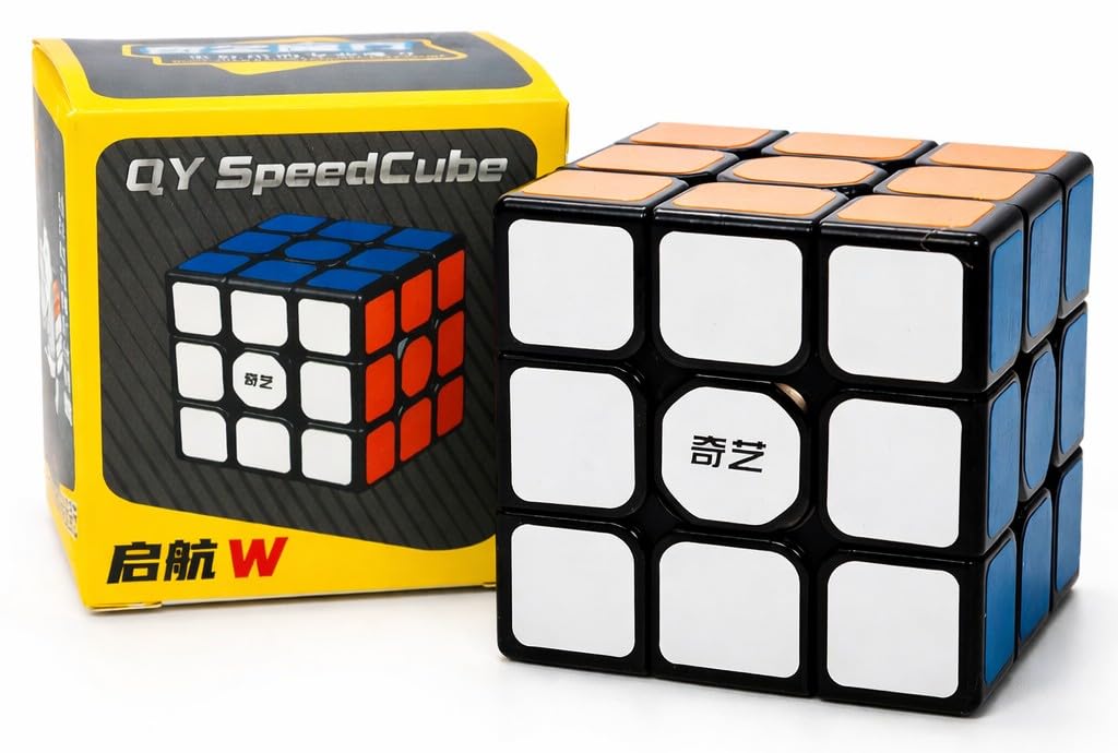 Hawkister QiYi Sailing W 3x3 Cube Black Sticker | 3x3x3 MoFangGe Speedcube with Rounded Center Caps | Durable High-Tension Sticker Design, 56mm Smooth Turning Logic Puzzle for Beginners-image-29