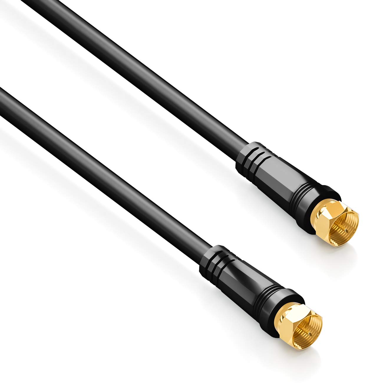 deleyCON 1m Cavo Antenna TV Coassiale HDTV Schermatura Quadrupla DVB-S DVB-S2 Radio DAB Connettori Metallici Dorati - Nero