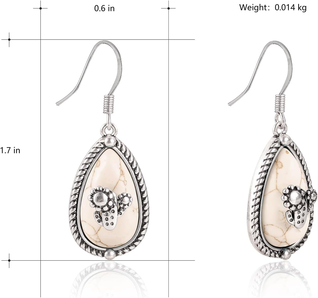 Wrangler Western Turquoise Earrings Jewelry for Women Cowgirl Drop Country Oval Statement Dangle Large Jewelry - Image 2