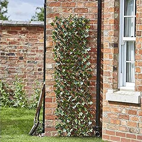 Garden Mile Topiary Spalier, frische grüne, rote oder weiße Blätter und Blüten, Kunstblätter, Spalier, künstlicher Kletterefeu, Pflanzen (180 x 60 cm, Efeublattspalier) Cover