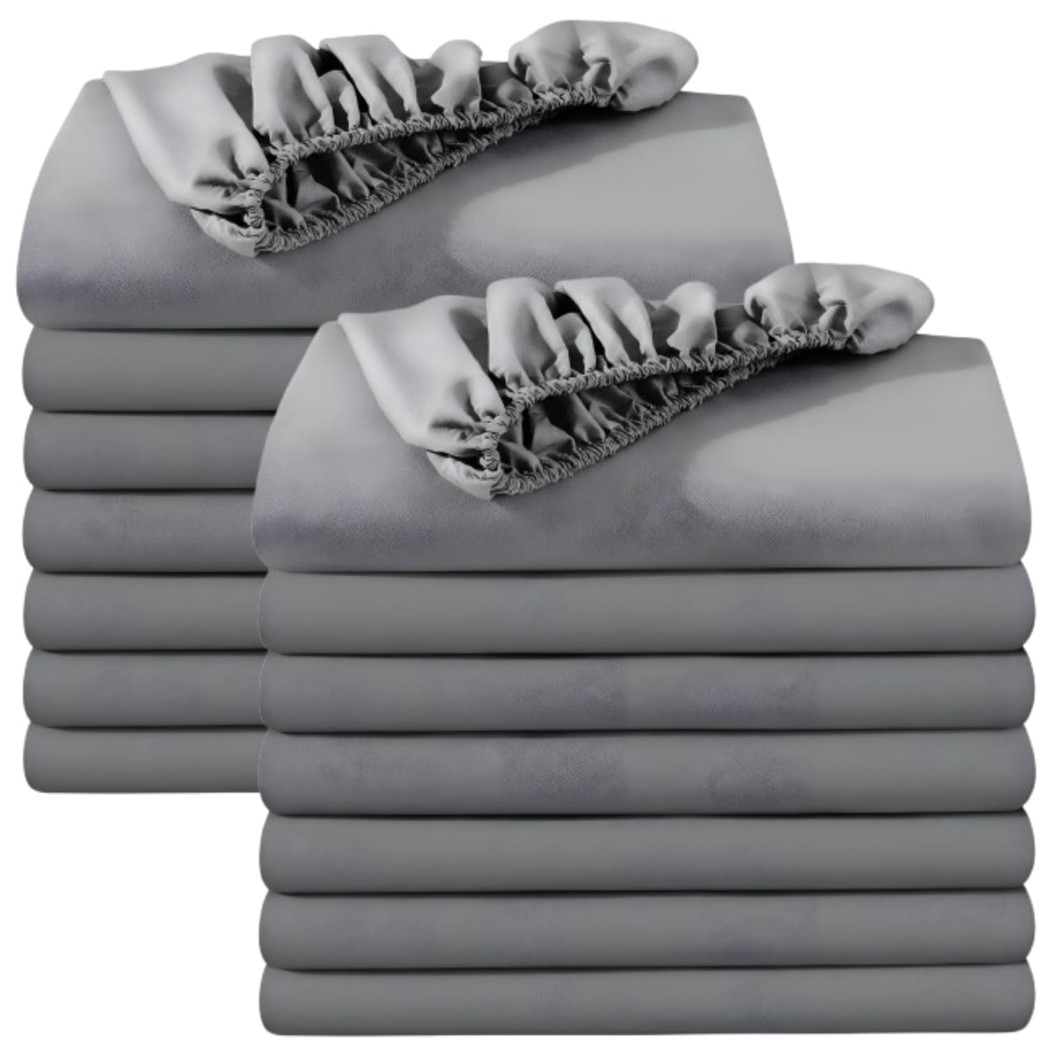 BedLooms Double Fitted Sheets 16 Pack – Grey (135x190cm) up to 25cm Deep Bed Sheets — image 1