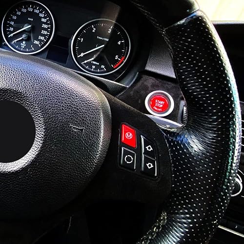 Miniatura 3 de CYCDIY Cubierta de botón de interruptor de motor para volante de color rojo brillante M para chasis E Serie 3 E90 E92 E93 M31 Series E81 E82 E87