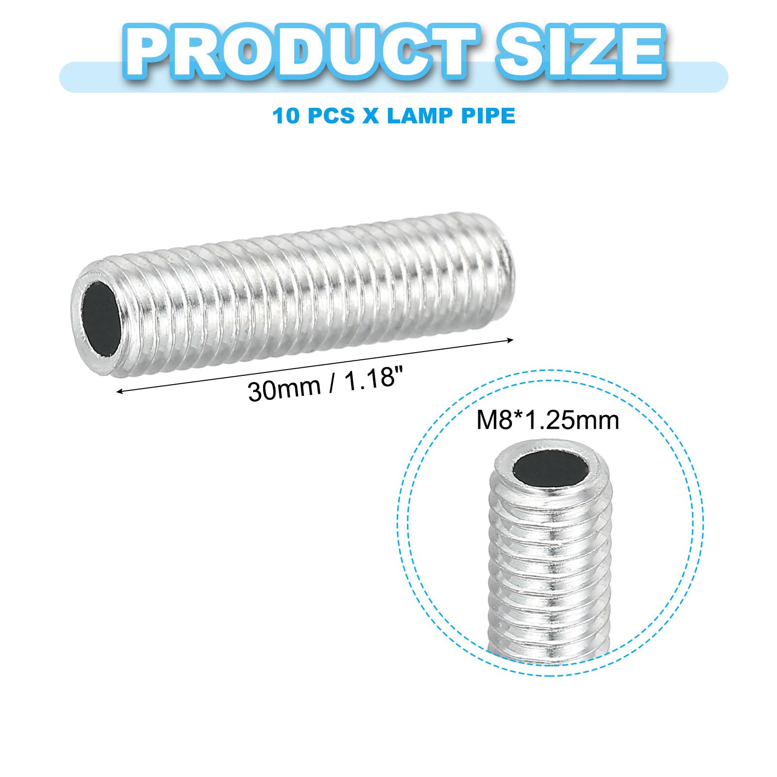 PATIKIL M8 Thread Carbon Steel Lamp Pipe - Image 2