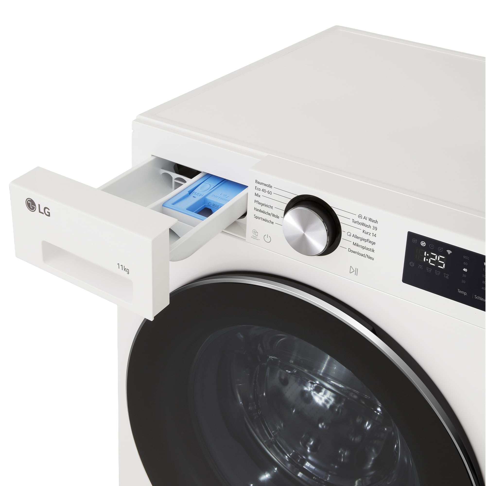 LG F4WX7012 Waschmaschine Weiß, 11 kg, 1400 U./Min. | EEK A-40%, AI DD®, TurboWash®360°, Essence White