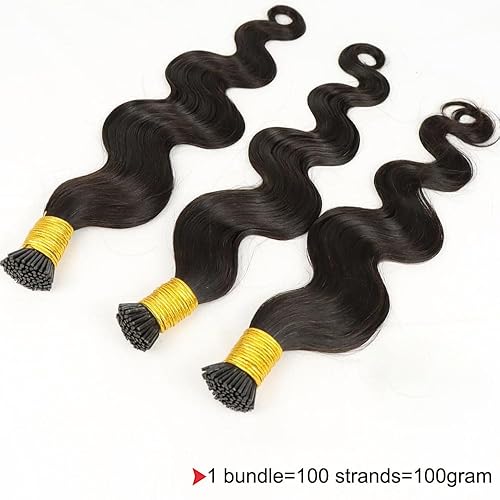 Miniatura 6 de I Tip - Extensiones de cabello humano color negro natural, 0.04 ozpieza, 100 hebras por paquete, extensiones de cabello de queratina preunidas,