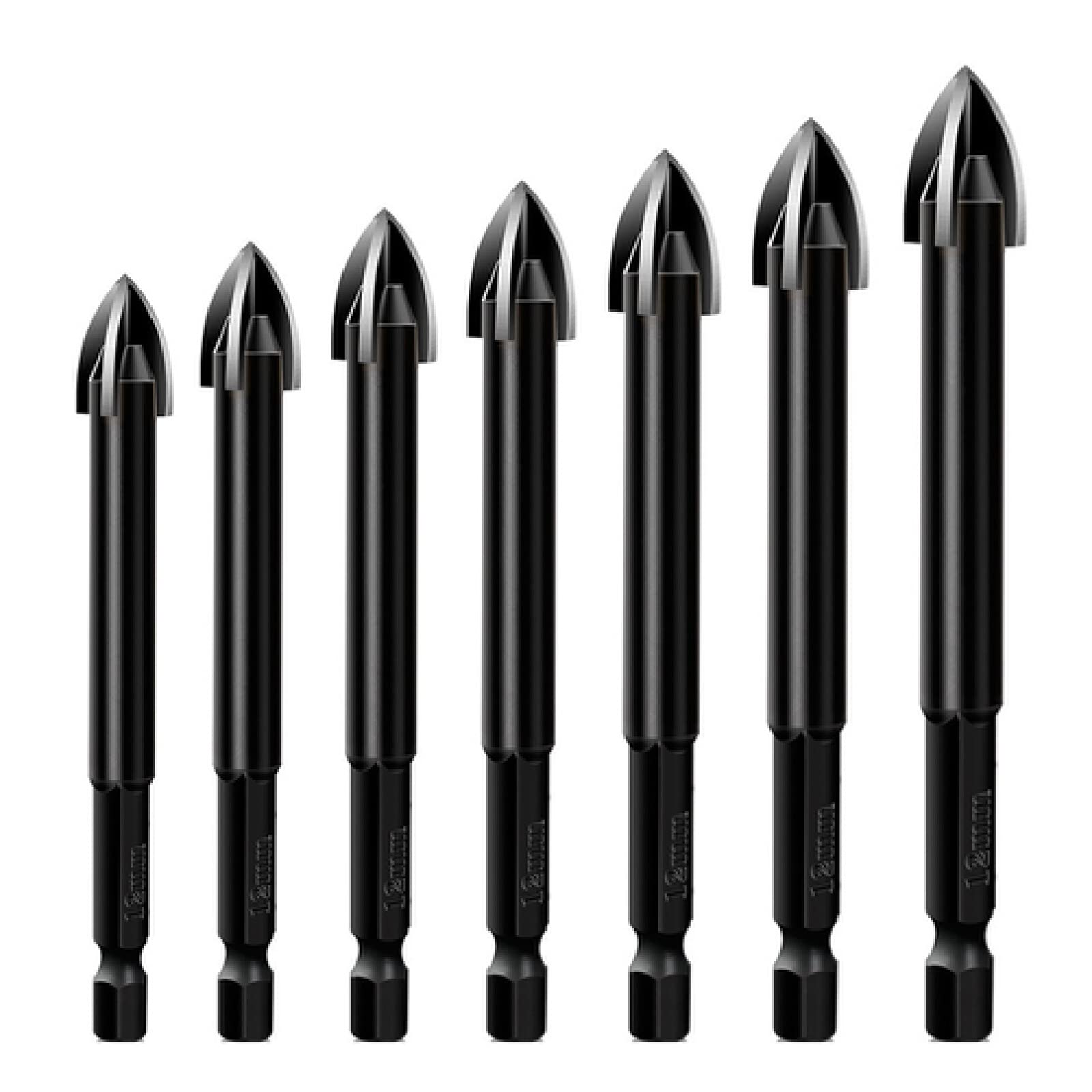 7-teiliges Kreuzbohrer-Set Für Glas, Fliesen, Beton & Holz – 3–12 Mm, Universal-Bohrwerkzeug