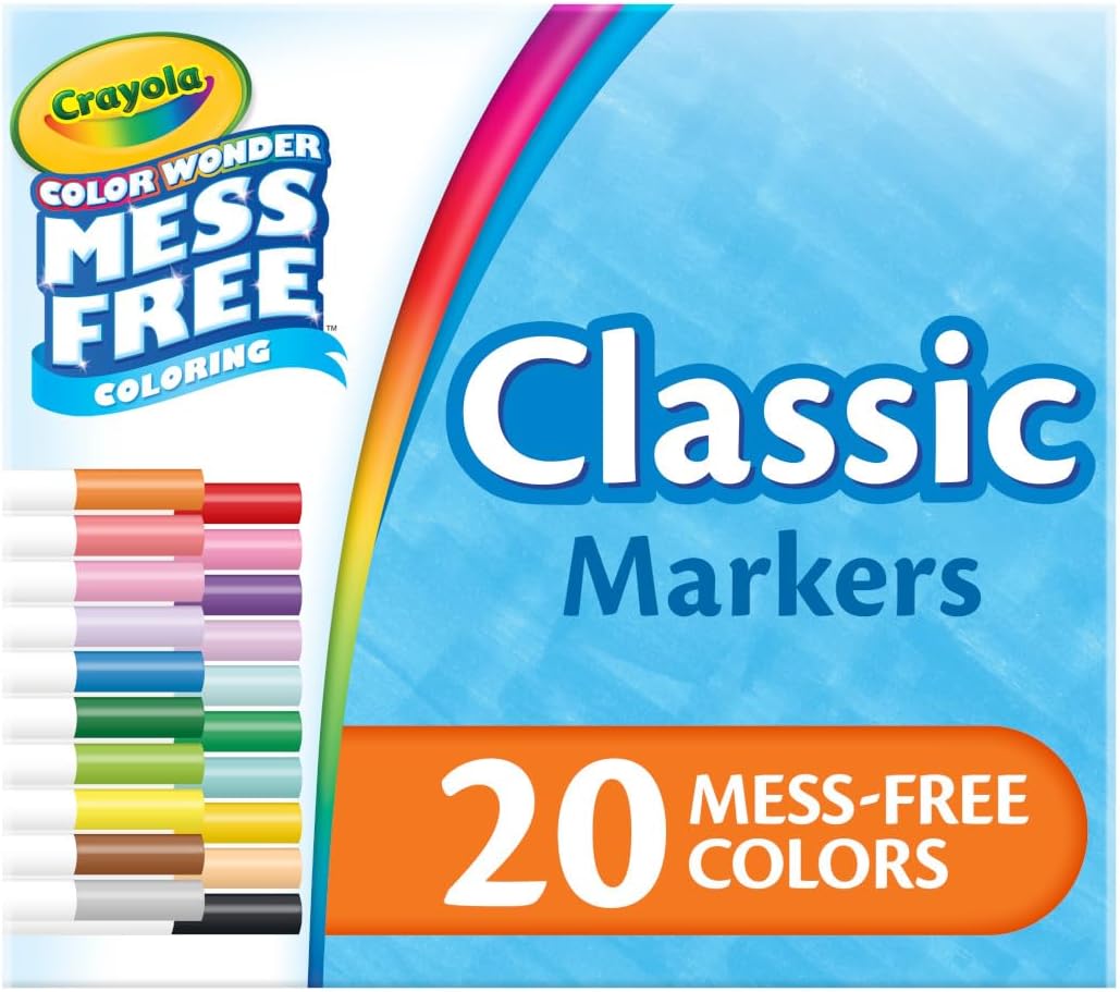 Color Wonder Marker Set, 20 Mess Free Broad Line Markers for Kids & Toddlers 3+
