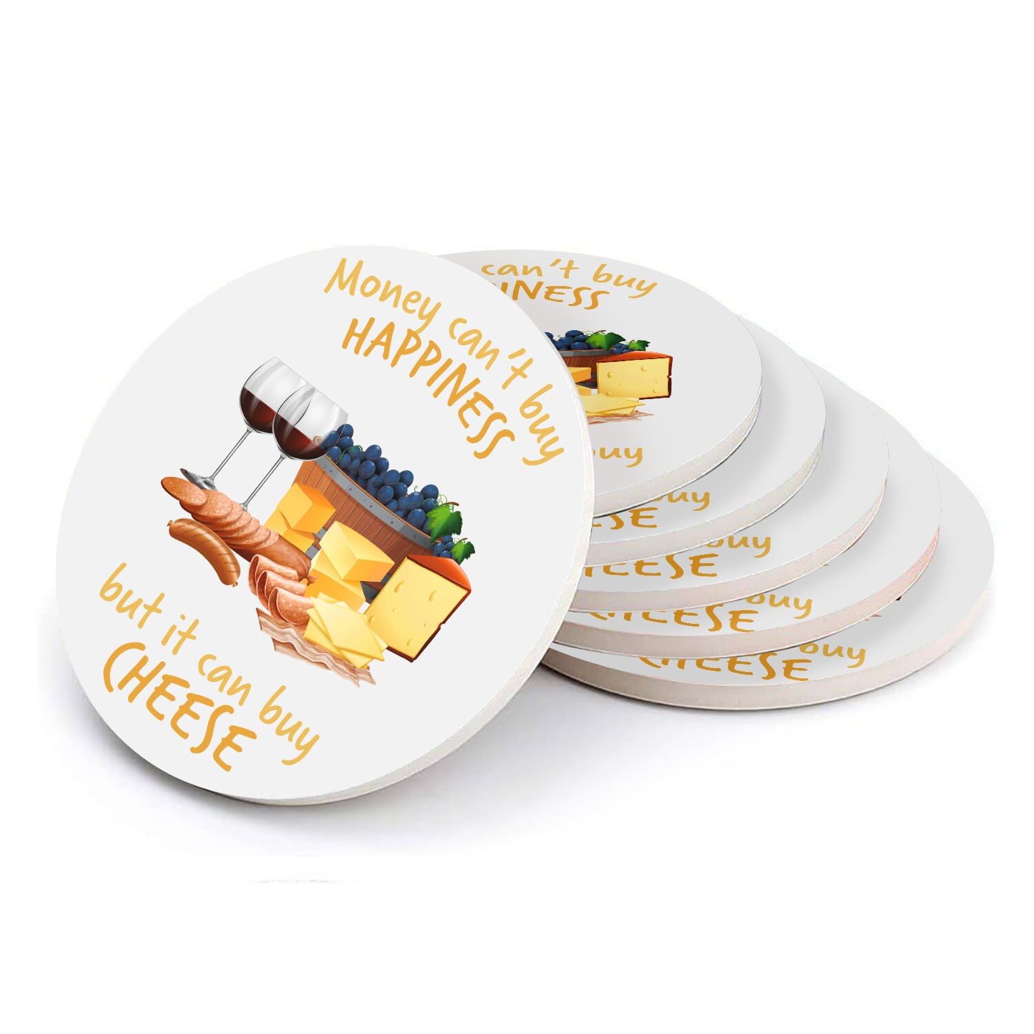 Sous-verre ronds en céramique Cheese : idée cadeau originale pour la crémaillère