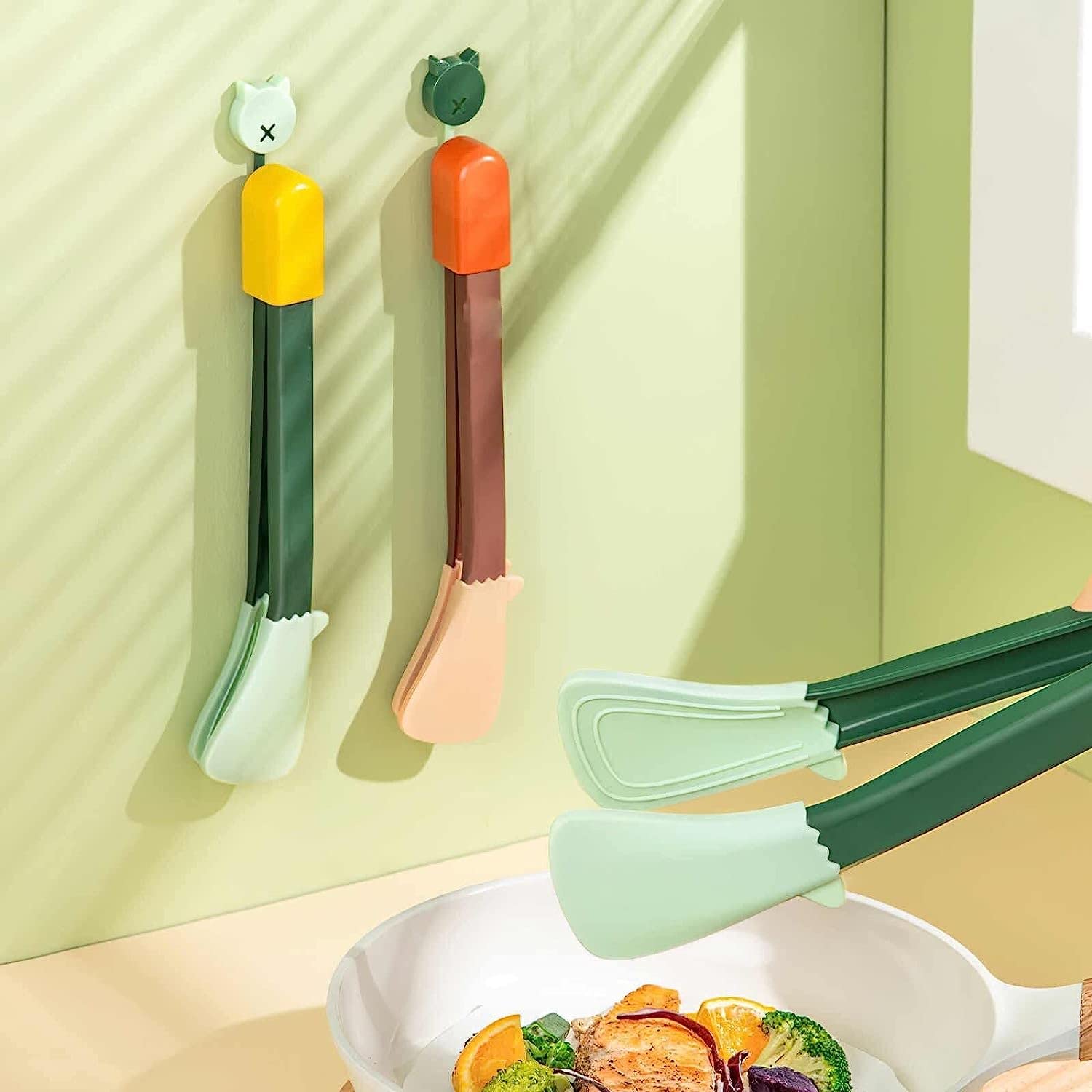 Pinza para bistec para cocinar Pinza para Alimentos Cocina Multifuncional Resistente al Calor Antideslizante Pinza para Barbacoa Alicates para Pinzas para bistec para el hogar (Color : Verde) (Verde