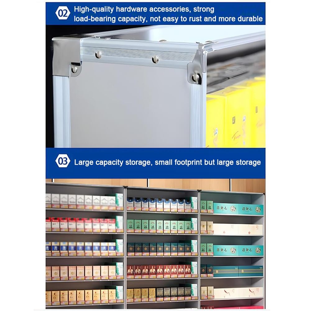 Genérico Vitrina expositora de Cigarrillos de Pared con empujador automático: Ideal para Tiendas de conveniencia y comercios minoristas. Fácil Acceso y organización. Diseño Duradero para una Mayor Vi