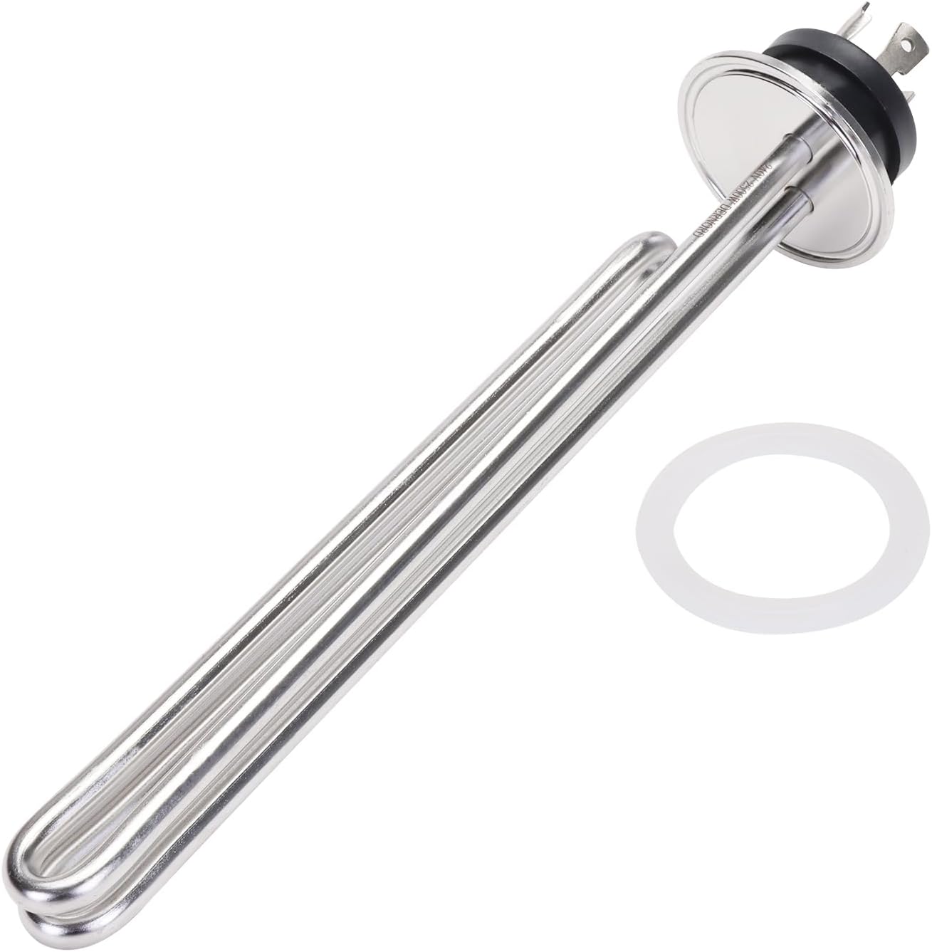 DERNORD 240V 2500W Tri-clamp Foldback Heating Element Stainless Steel Immersion Water Heater with 3-Wire Electrical Locking Plug (2 Inch Tri clamp)
