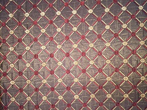 ReynosoHomeDecor 22x22 Burgundy and Gold Dots Brocade Decorative Throw Pillow Cover (Reino Collection)