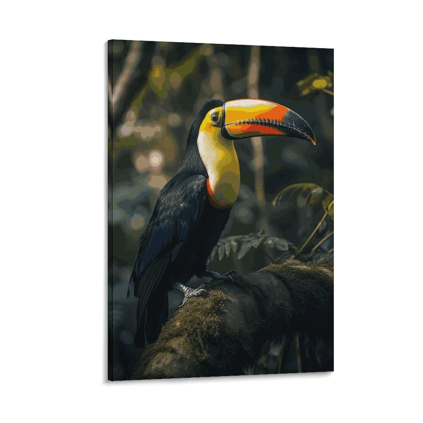 Canvas Wall Art for Living Room 16"x24" Modern Artwork Painting Pictures Hanging Canvas Prints Colorful Toucan Aesthetic Wall Art for Bedroom Bathroom Office Wall Art Print Decor Colorful Toucan Canv