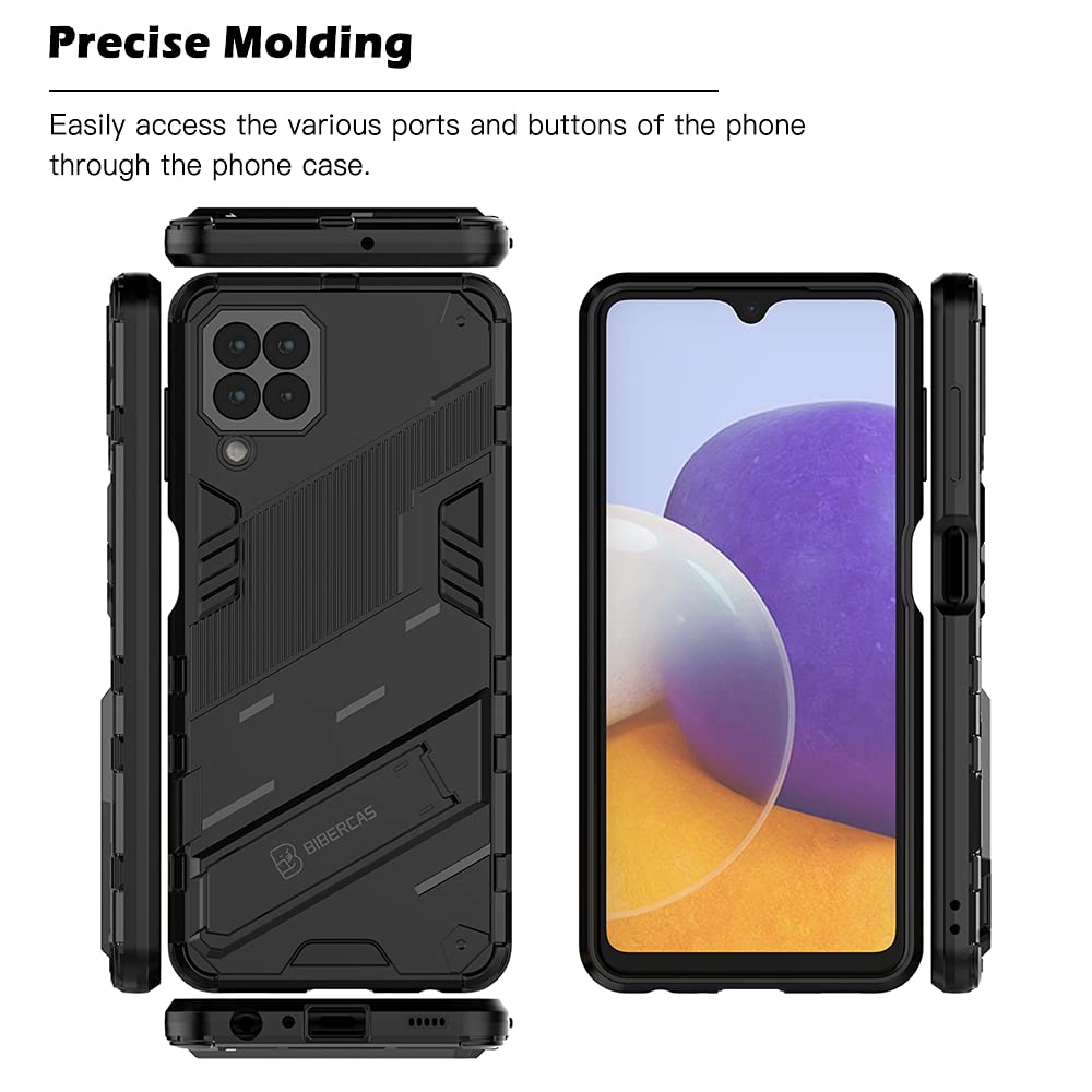 DOINK Cover Armor Per Motorola Moto G22 - Custodia Antiurdo TPU+PC Con Anello Porta E Supporto, Blu
