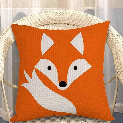 Miniatura 3 de Mugod Funda de almohada con diseño de zorro, linda cara de zorro, cola peluda, bohemia, naranja, blanco y negro, decorativas, de algodón y lino,