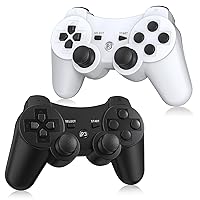 Vista 1 de Yinjie 2 Pack Wireless Controller for PS3, Compatible with Playstation 3, with 2 Charging Cables (Black & White)