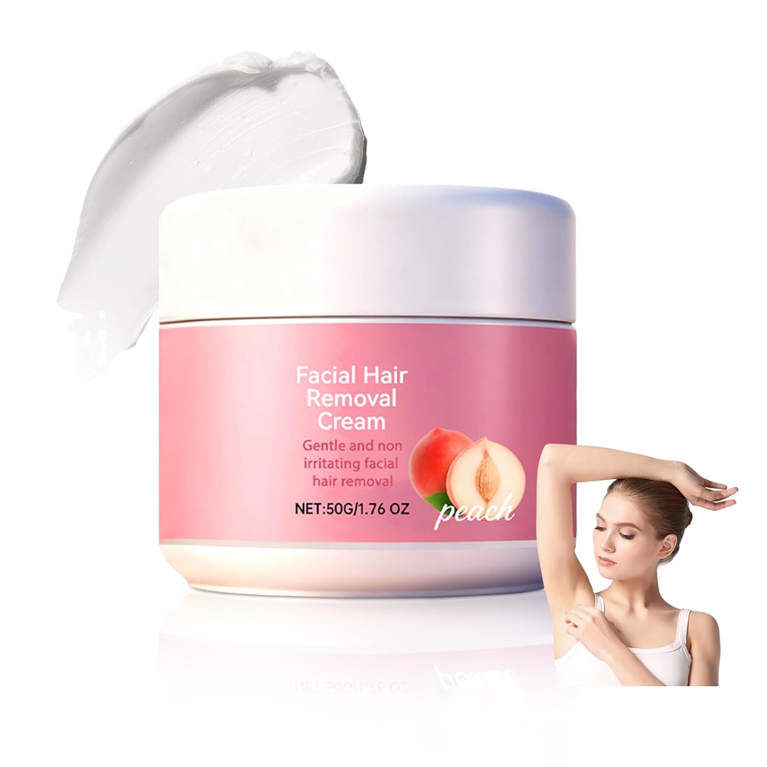 Facial Hair Remover Cream, Peach Hair Removal Cream, Quick Gentle Fast-Acting Hair Remover C-ream for Face & Lip, Achieving Smooth Skin
