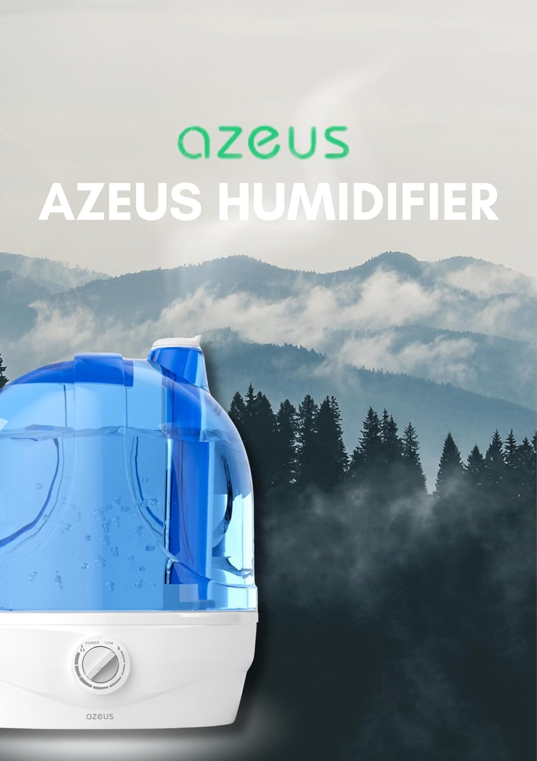 Nawilżacz powietrza do sypialni, 2,8 l, ultradźwiękowy nawilżacz powietrza Cool Mist do domu, pokoju dziecięcego i roślin, cicha praca do 30 godzin, automatyczne wyłączanie
