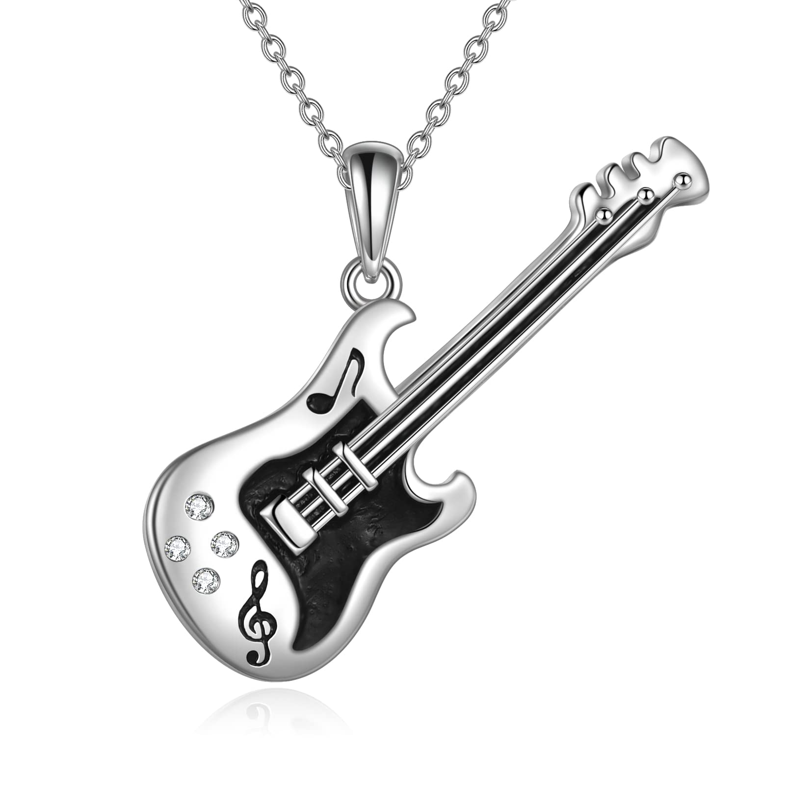 YFN Collar guitarra/urna plata de ley colgante música joyas regalo para hombre mujer