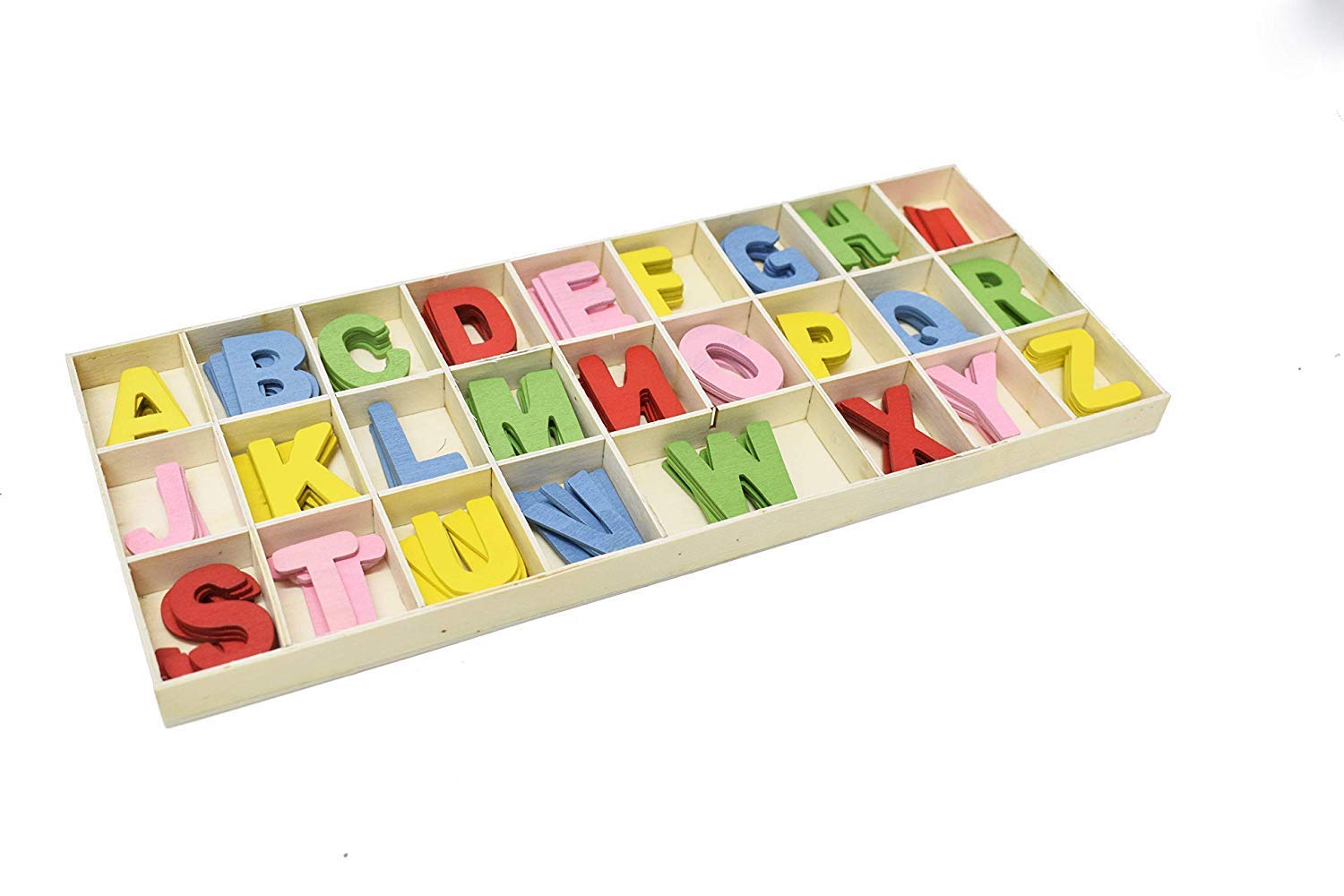 pmw - Colorful Wooden Alphabets Set (5 Pcs Each) Letters for Art and School Purpose - Multicolor 1