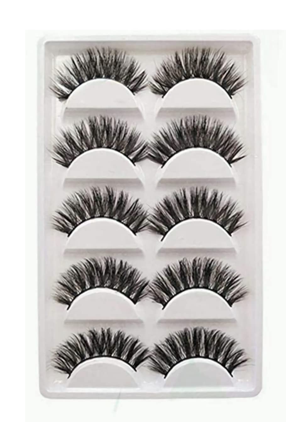 KASTWAVEFalse Eyelashes, 5 Pairs Strip Lashes Faux Mink False Lashes Long Thick Eyelashes for Makeup Eyelashes Extension, 3D Hand-made Natural Reusable Fake Eye Lashes with Tweezers