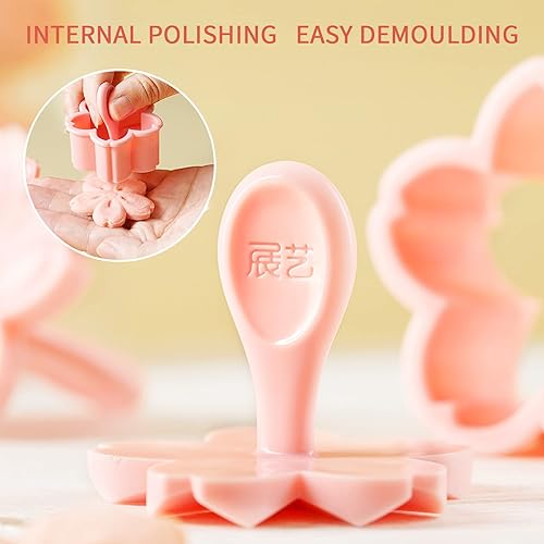 Miniatura 3 de Juego de 5 moldes para galletas, moldes de pastelería en flor de cerezo/fondant, moldes de pastelería a presión con forma de flor para galletas