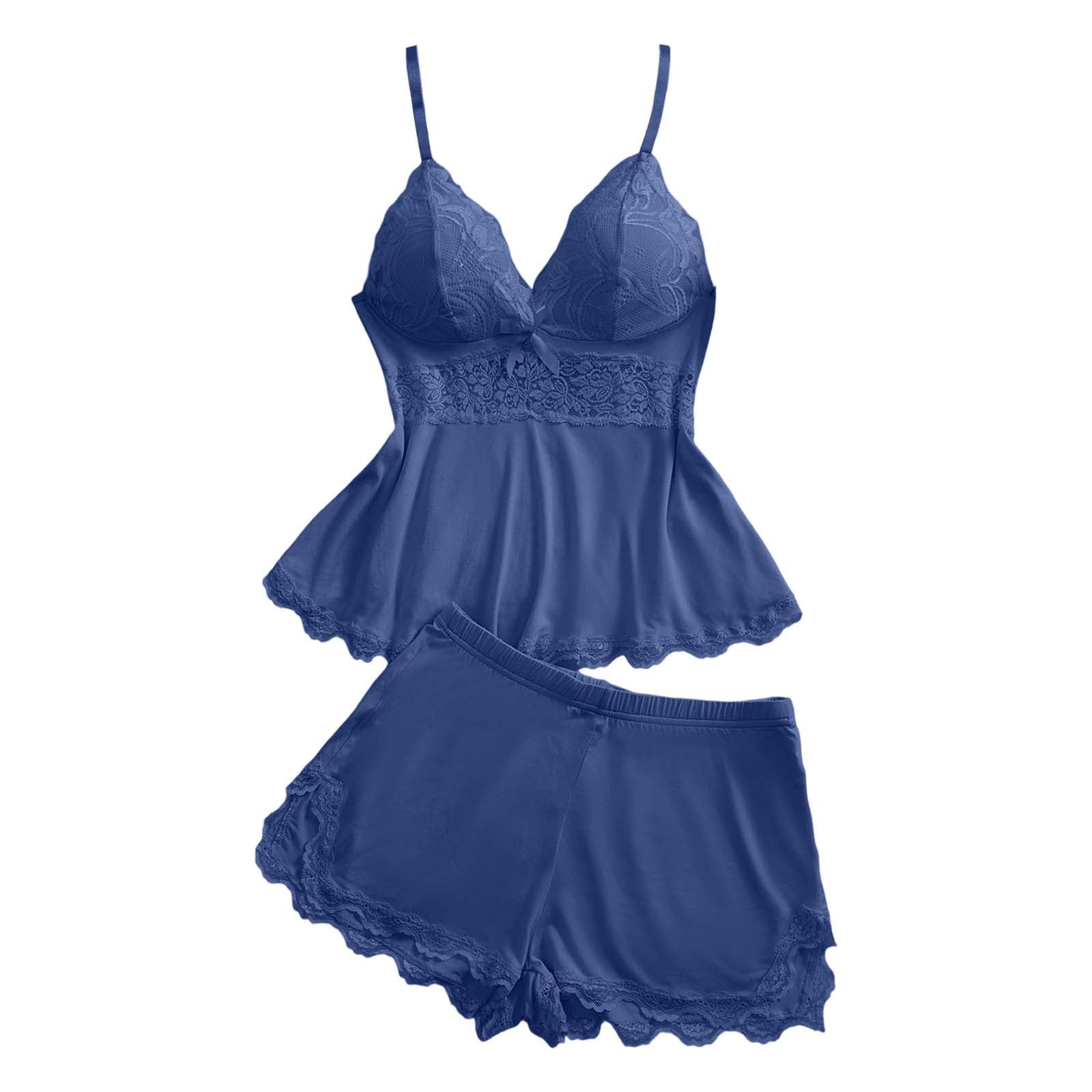 Generisch Conjunto de ropa de dormir de satén para mujer, elegante pijama con tejido suave transpirable, relajación acogedora en casa