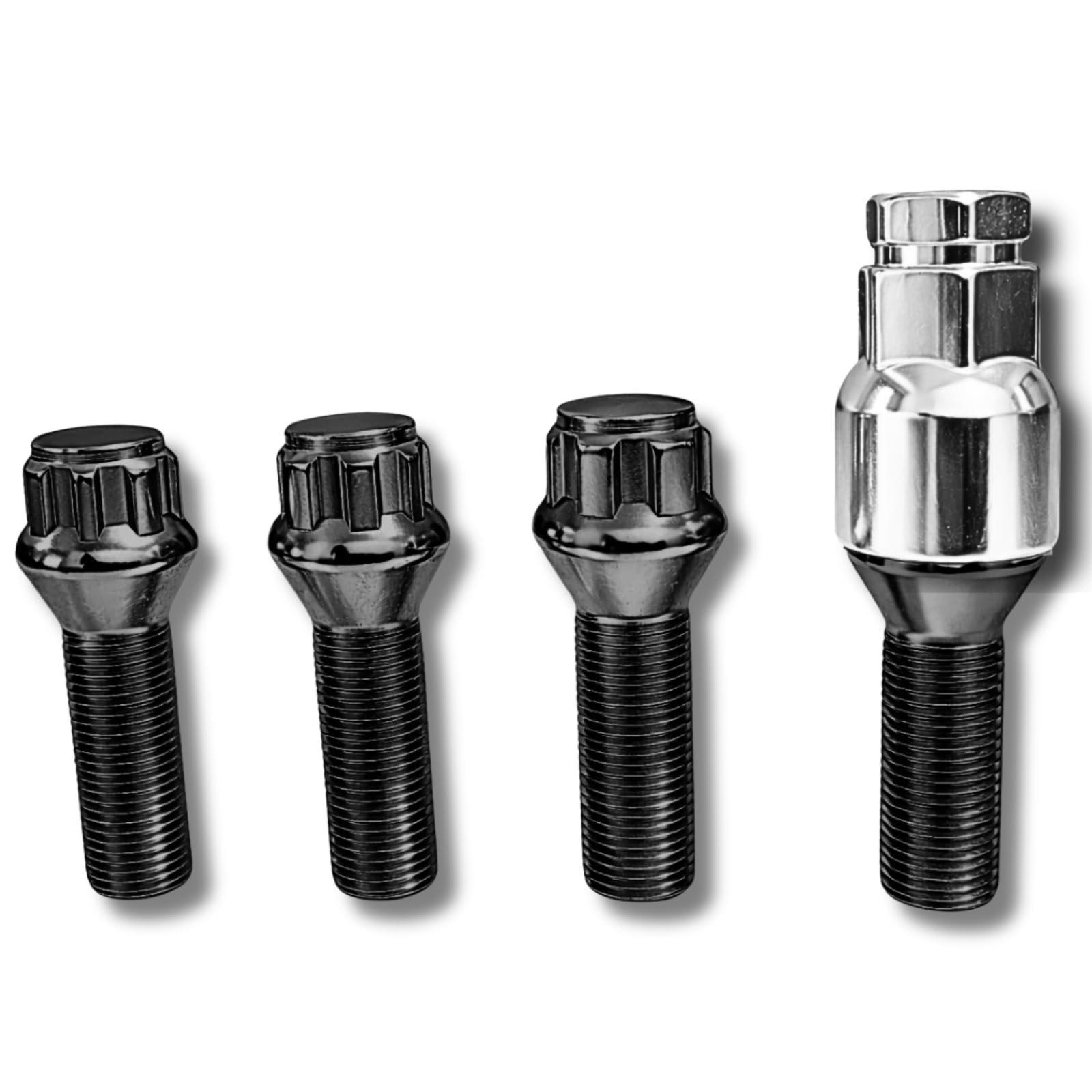 Candado para llantas, M14 x 1,25 x 37 mm, cintura cónica, 60°, 4 candados negros para llantas, 4 unidades, fusibles para llantas, antirrobo