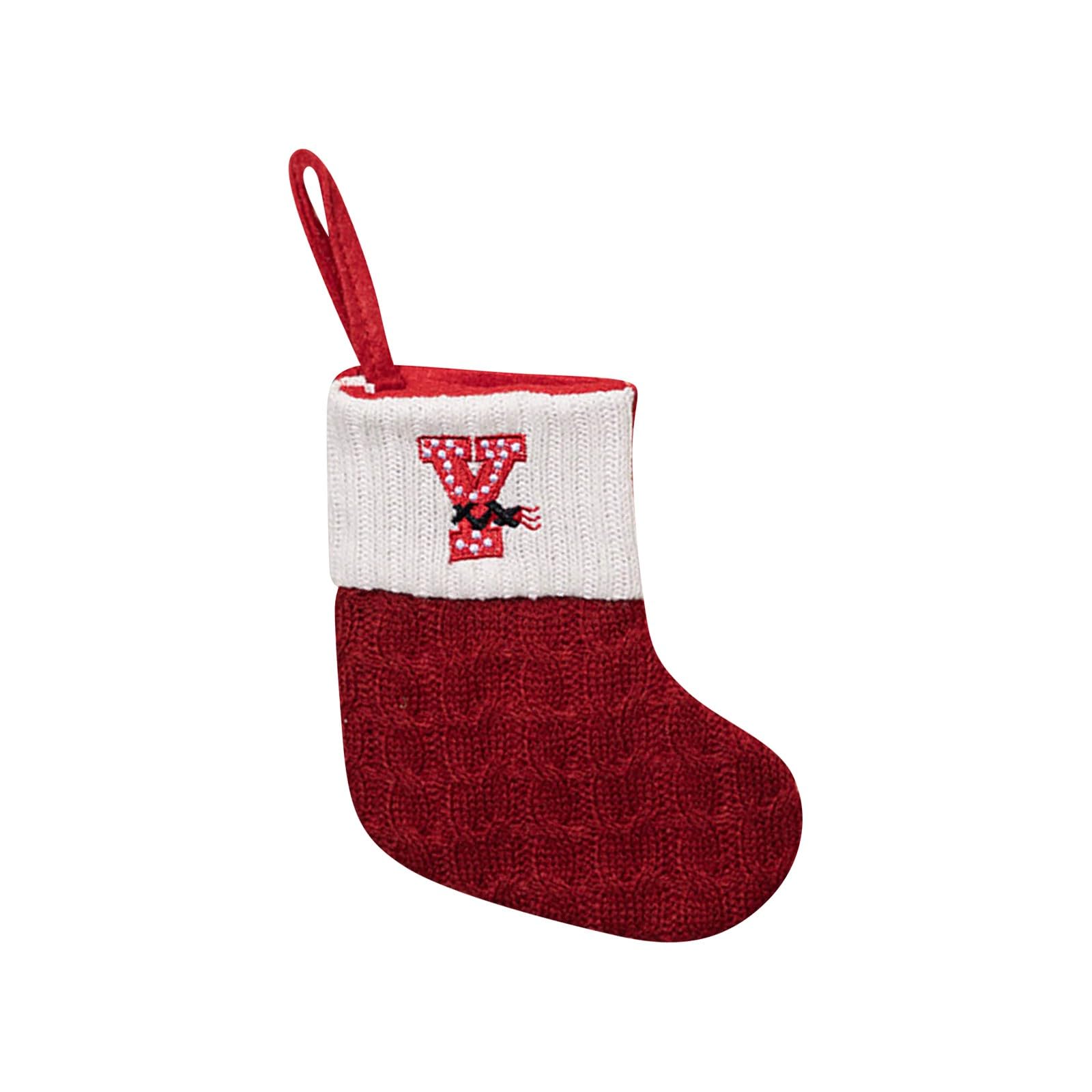 1 pezzo Calza natalizia in maglia rossa con monogramma, decorazioni per