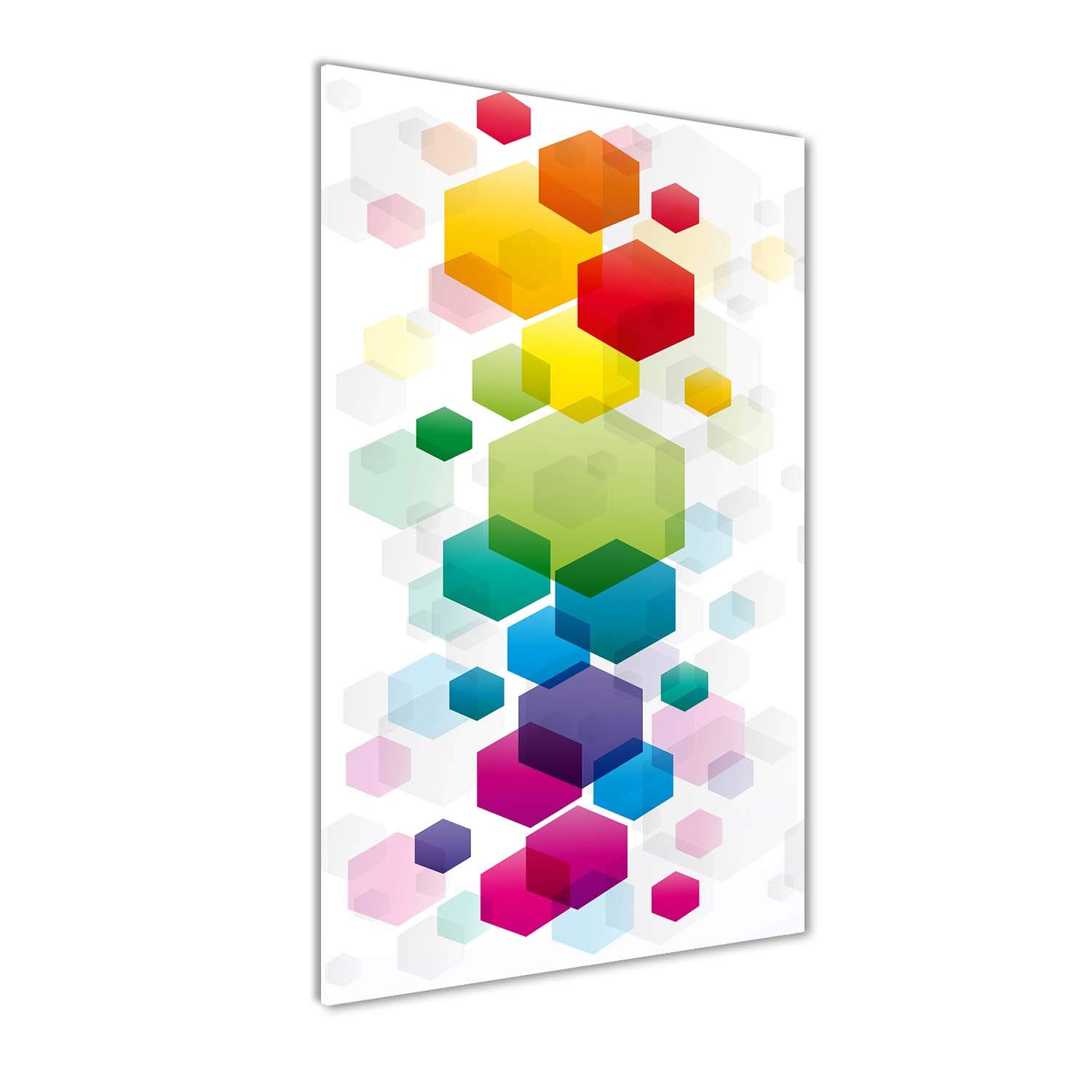 Tableau verre trempé 70x140 cm pour salon moderne cubes colorés Tulup