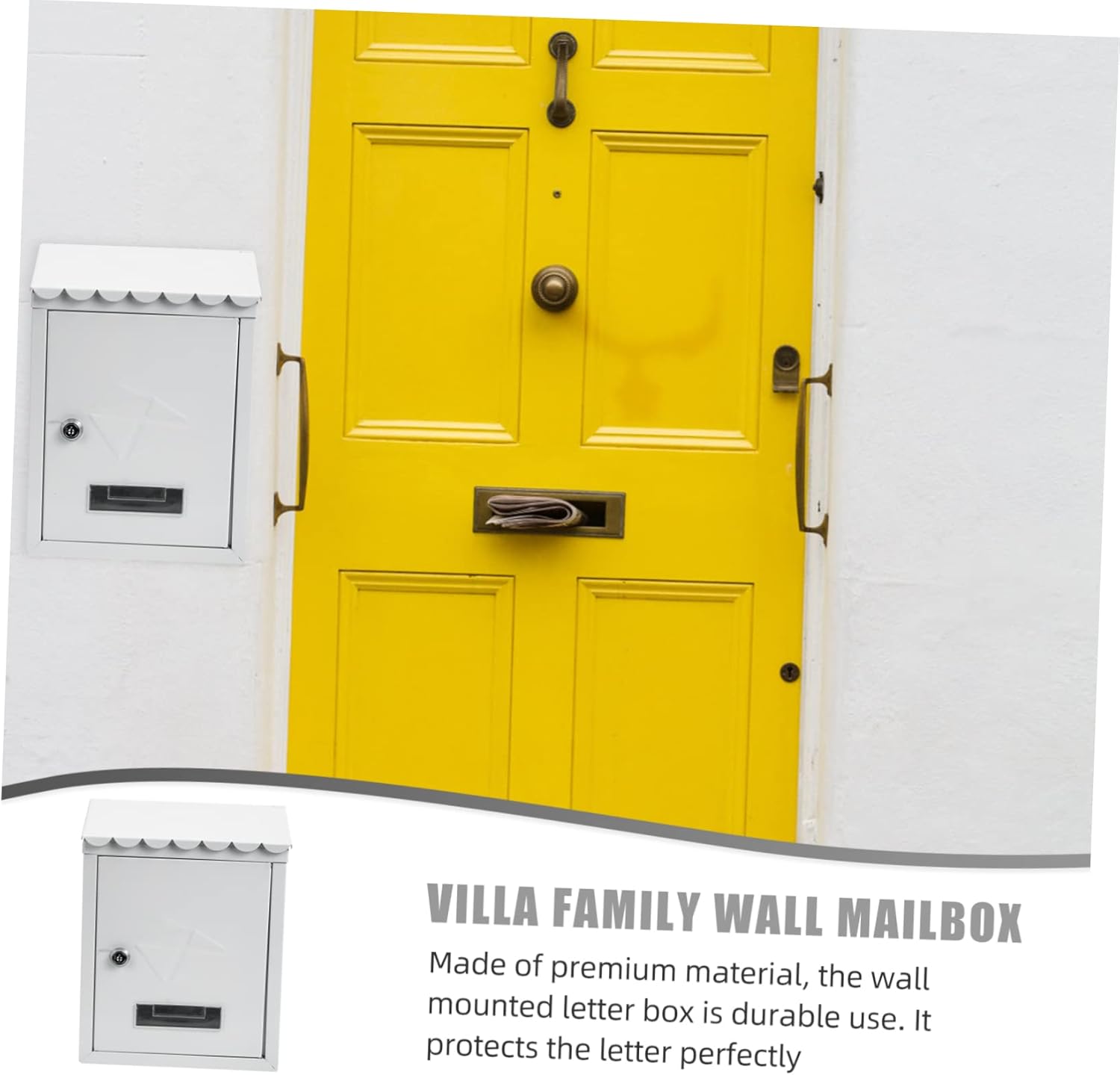 TEHAUX Vintage Wall Mount Mailbox Retro Rain Villa Letter Box Lockable Outdoor Newspaper Holder Durable Design for Home Office Use Adds Charm to Exterior Decor