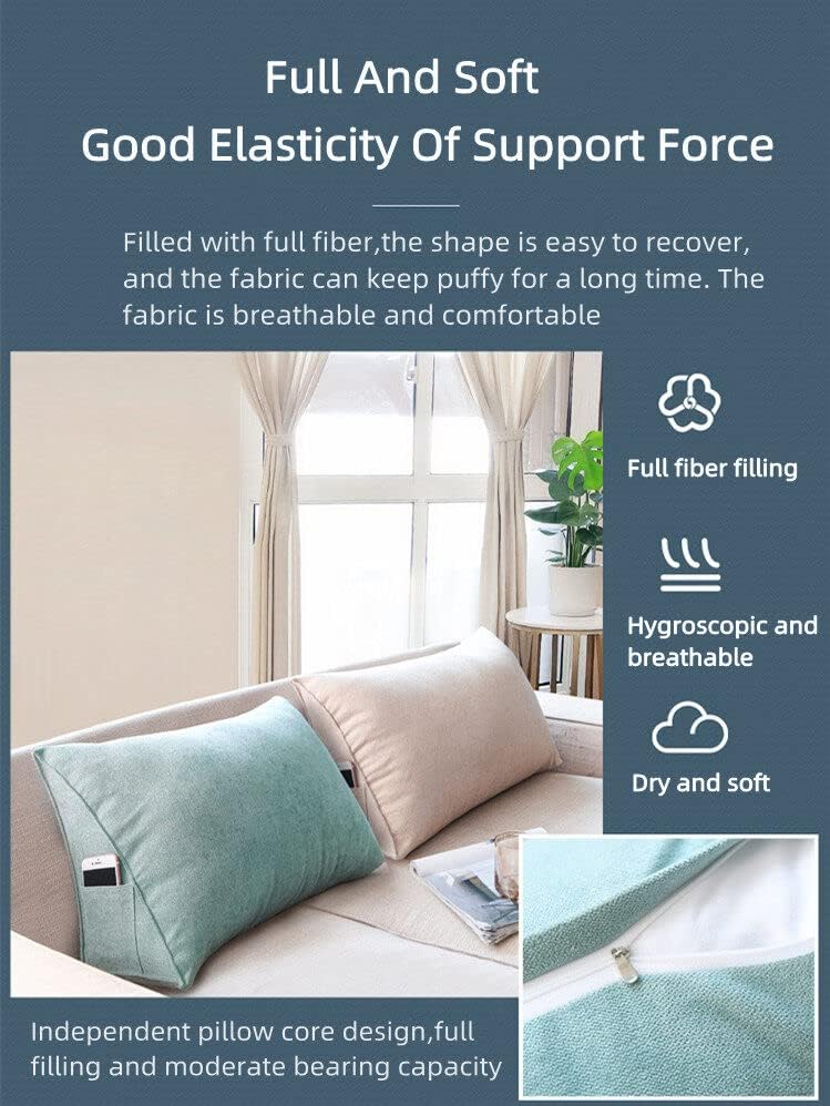 Miniatura 6 de Almohadas de cuña para cabecero, almohadas de lectura para respaldo desmontables y lavables, cómoda protección de cintura, almohada triangular de