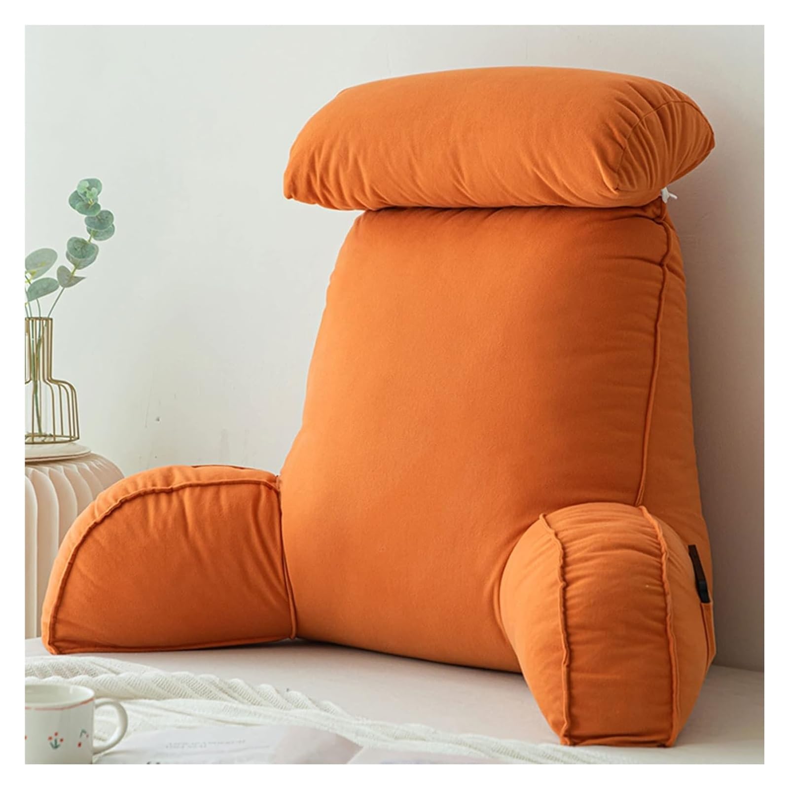Iulgfsc Dream Orange Reading Pillow， Reading Pillow With Armrests,Back Supports,Lumbar Support Cushion