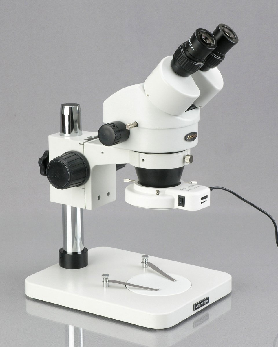 AmScope SM-1BSX-144S Super-Weitfeld-Sezierzoom-Stereomikroskop mit 144-LED-Ringlicht, 3.5X-45X, Weiß