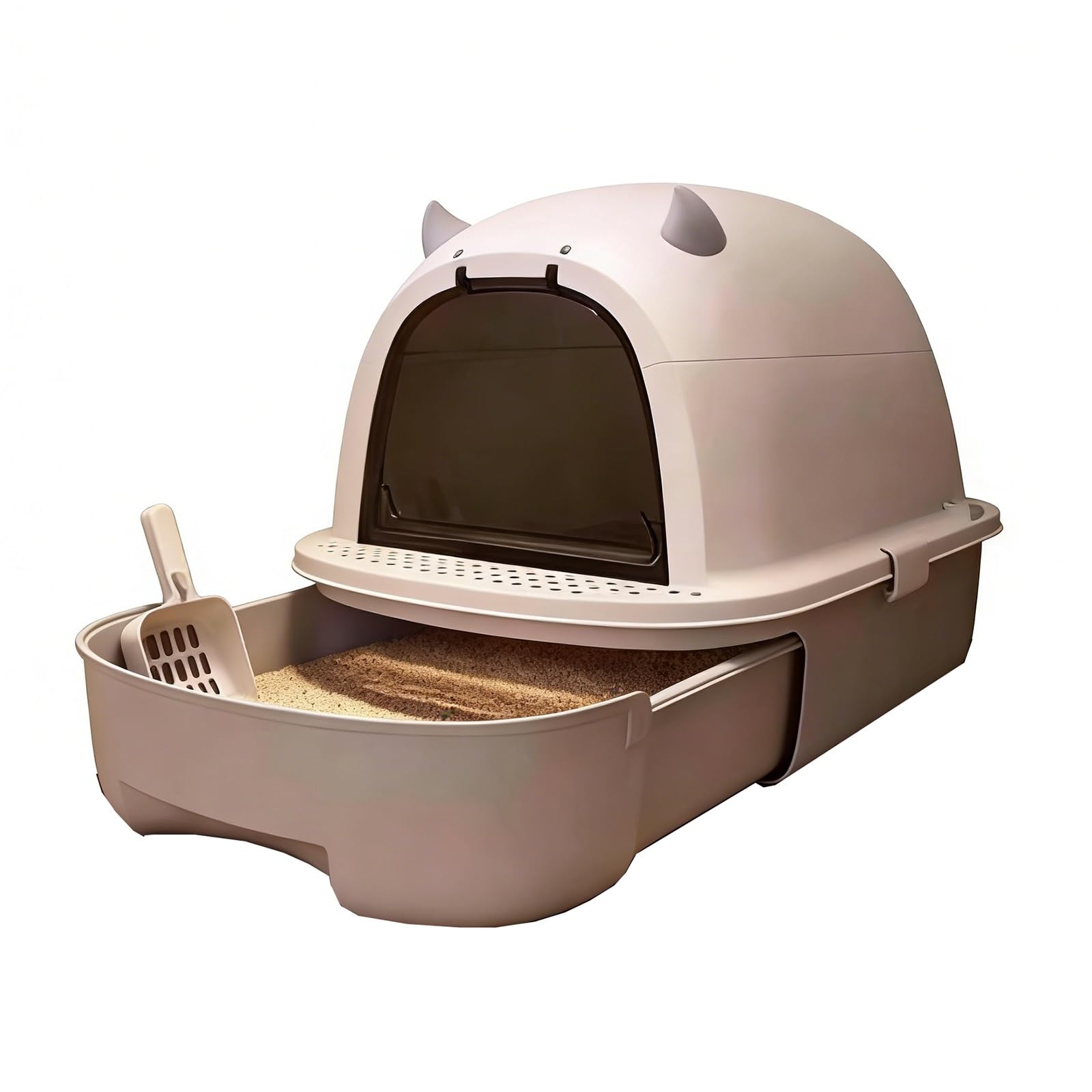 Arenero De Pltico Ca, Arenero Doméico con Cajón Y Pedal De Filtro, Bandeja Saniria Totalmente Cerrada para Gatos Peueños Y Medianos.(Gray)