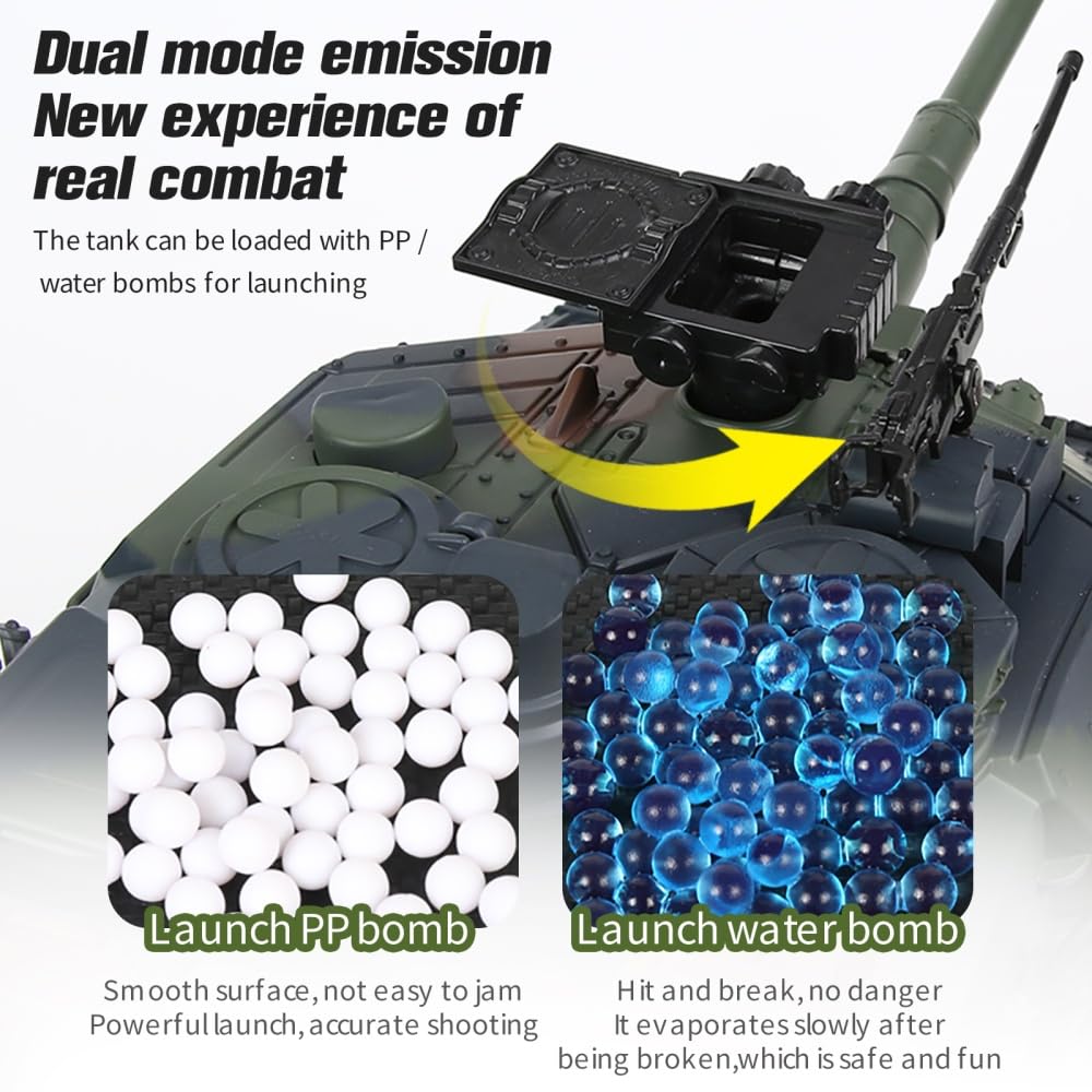 s-idee® Char RC S822 - Léopard allemand - Camouflage militaire - Vert - Échelle 1:18 - 2,4 GHz - Avec fonction de tir