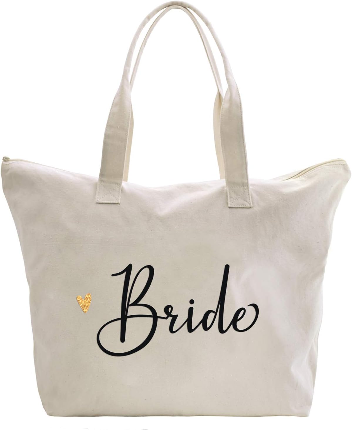 CARAKNOTS Bride Gifts Bride Bag for Wedding Bachelorette Engagement Party Accessories Bridal Shower Gifts Cotton Beach Canvas Tote Shoulder Bag with Zipper and Pocket - Image 8