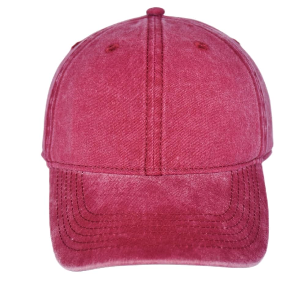TSSGBL Vintage Cotton Washed Adjustable Baseball Caps Distressed Soft Ball Cap Men Women Unstructured Low Profile Plain Blank Dad Hat Wine Red