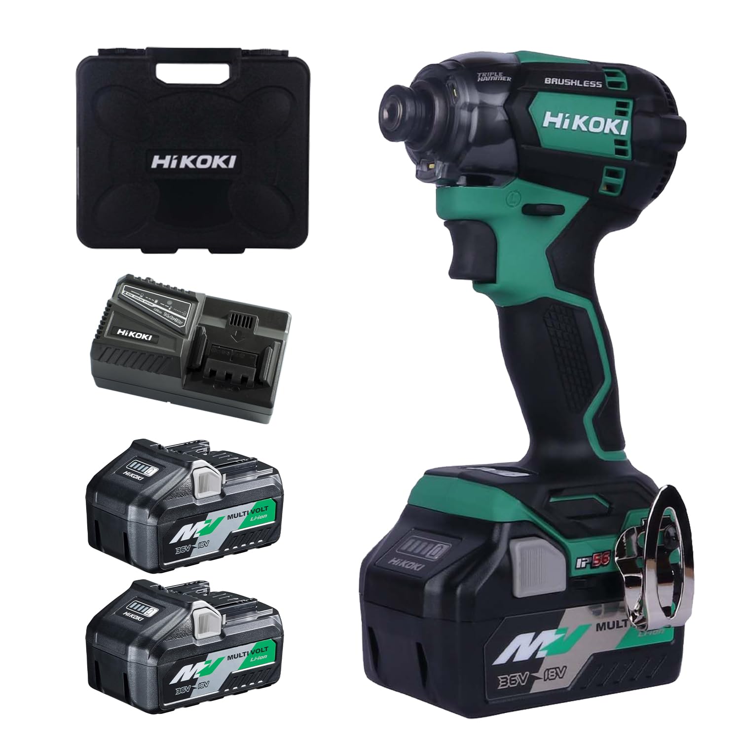 HIKOKI Cordless Impact Driver Machine 18V, 210 Nm, 6.35Mm Hex Bit Shank, 1.6 Kg, With 2 Batteries, Charger, Carry Case Included, Hammer Drill Brushless Motor, Wh18Dckrz, Black,Green (B0CBNKT41K) Amazon Price History, Amazon Price Tracker