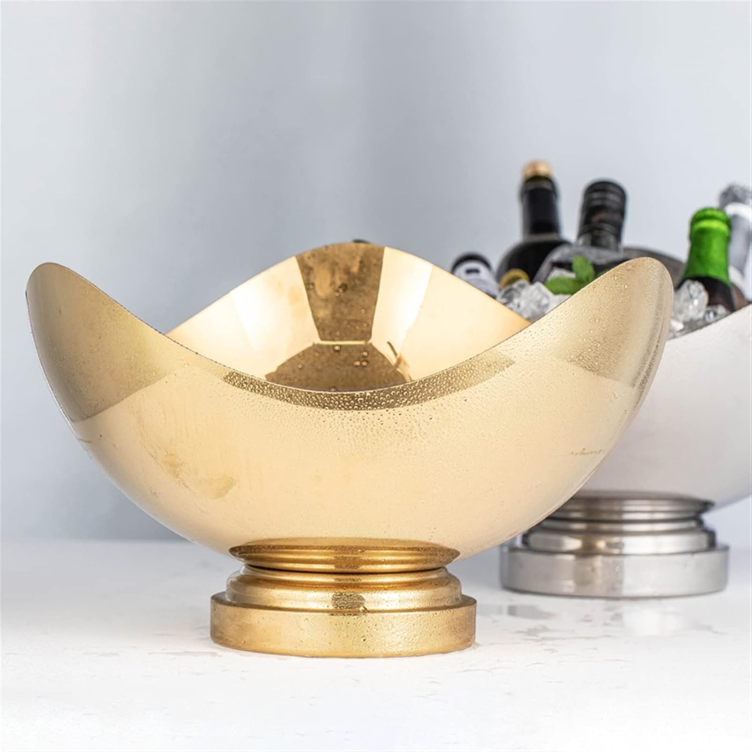 Cubitera Botella Vino Cubo de Hielo de Acero Inoxidable con Base Estable de Forma Irregular Summer Champagne Cuenca de champán Gran Capacidad Recipiente de Hielo