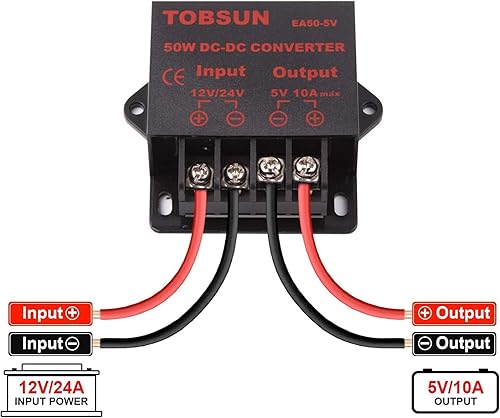 Miniatura 9 de Convertidor de 12 V a 5 V - iGreely DC 12V 24V a 5V 10A Adaptador de convertidor reductor de voltaje CC Regulador de fuentes de alimentación Módulo