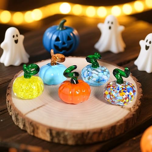 Miniatura 2 de 5 figuras pequeñas de cristal soplado coleccionables de Halloween, Acción de Gracias, calabaza, pisapapeles, cosecha de otoño, decoración para el