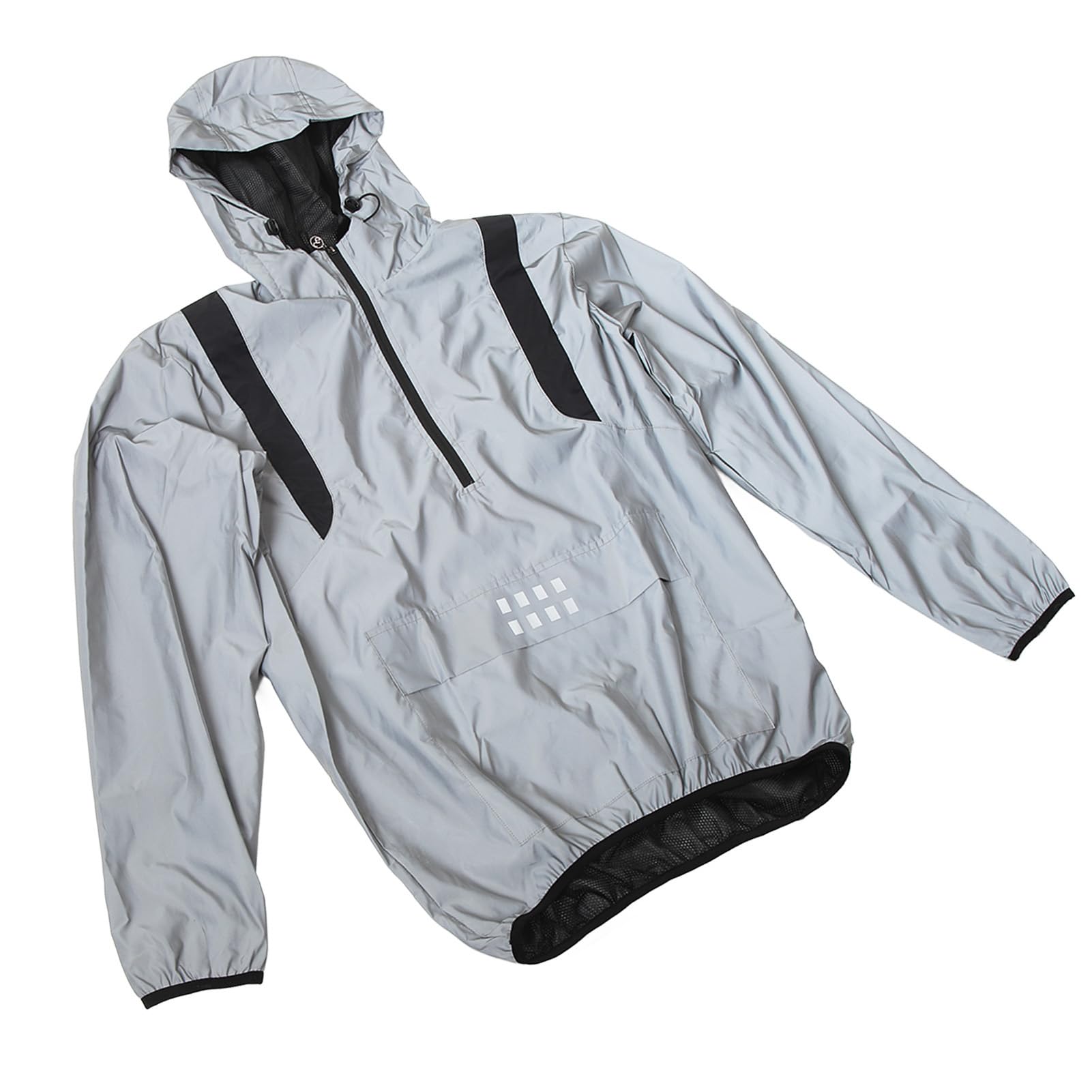 Jauarta Cycling Jacket Windproof Super Bright Reflective Hooded Raincoat for Running Hiking Climbing (2XL)