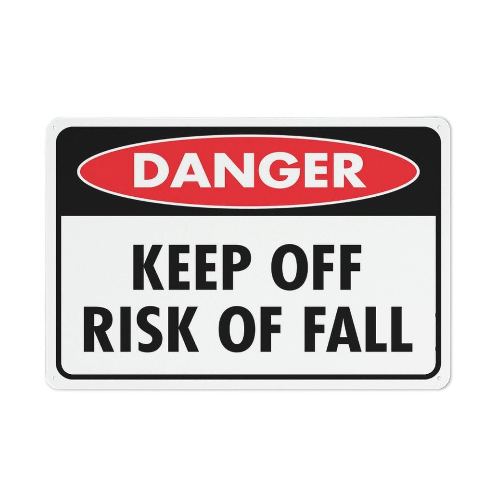 Peiyeety A04 Danger Keep Off Risk Of Fall Sign 12X8 Inches Metal Aluminum Signs, Weather Resistant, Weatherproof, Indoor Or Outdoor