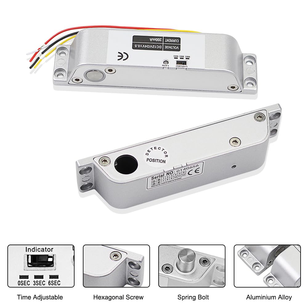 KDL Kit de sistema de control de acceso RFID Controlador a prueba de agua Teclado con cerradura eléctrica DC 12V, Salida de Puerta, para puerta de vidrio de madera sola