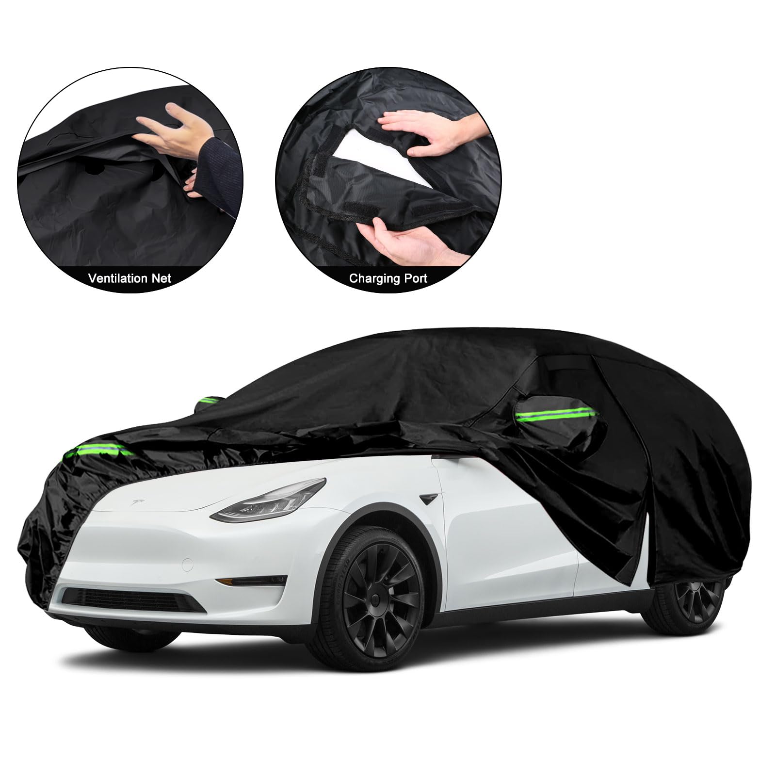 Bâche Voiture Étanche Compatible avec Tesla Model Y 2020-2024, Housse de Protection Voiture Extérieur Respirante Contre Pluie Soleil Poussière