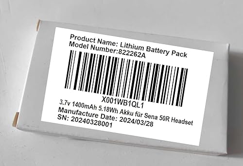 Miniatura 5 de AOLIKES Reemplazo de batería Lipo recargable de 3.7 V 1400 mAh 5.18 Wh, para auriculares Bluetooth de motocicleta Sena 50R, reemplazo de batería