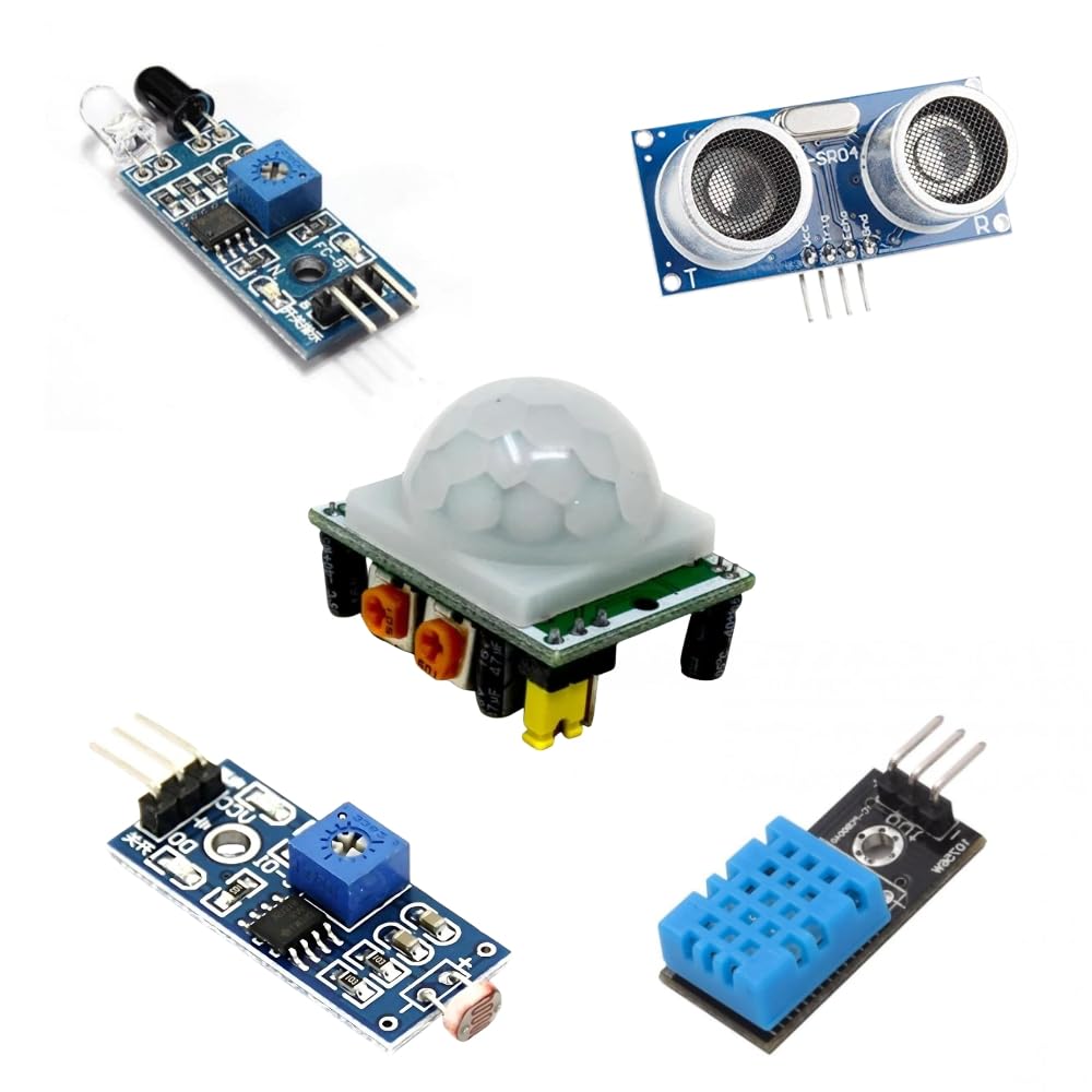 Circuit Ranger (Pack of 5) Most Used Sensors – DHT11 Temperature Humidity, HC-SR04 Ultrasonic, LDR Light Sensor, IR Obstacle Sensor, PIR Motion Detector – DIY Electronics Starter Kit